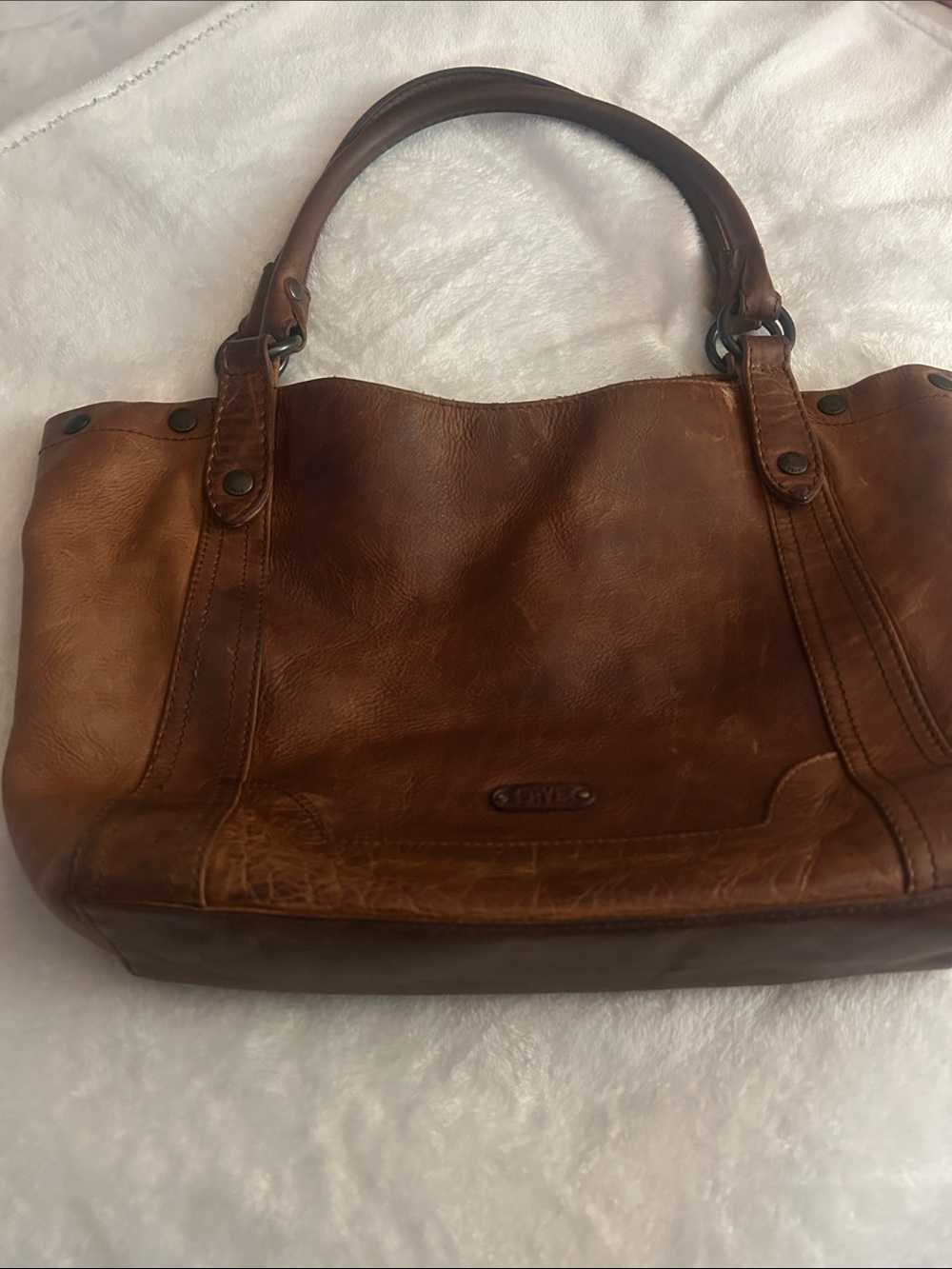 Frye Cognac Brown Leather Shoulder Tote